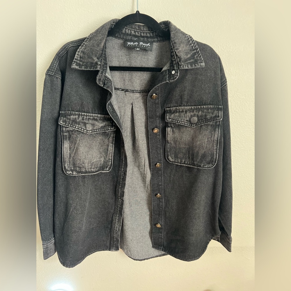 Black Denim Button-Up Shirt